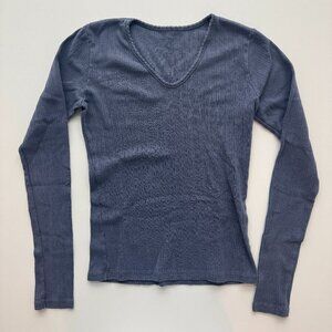 NEW Brandy Melville Blue V-Neck Long Sleeve Top
